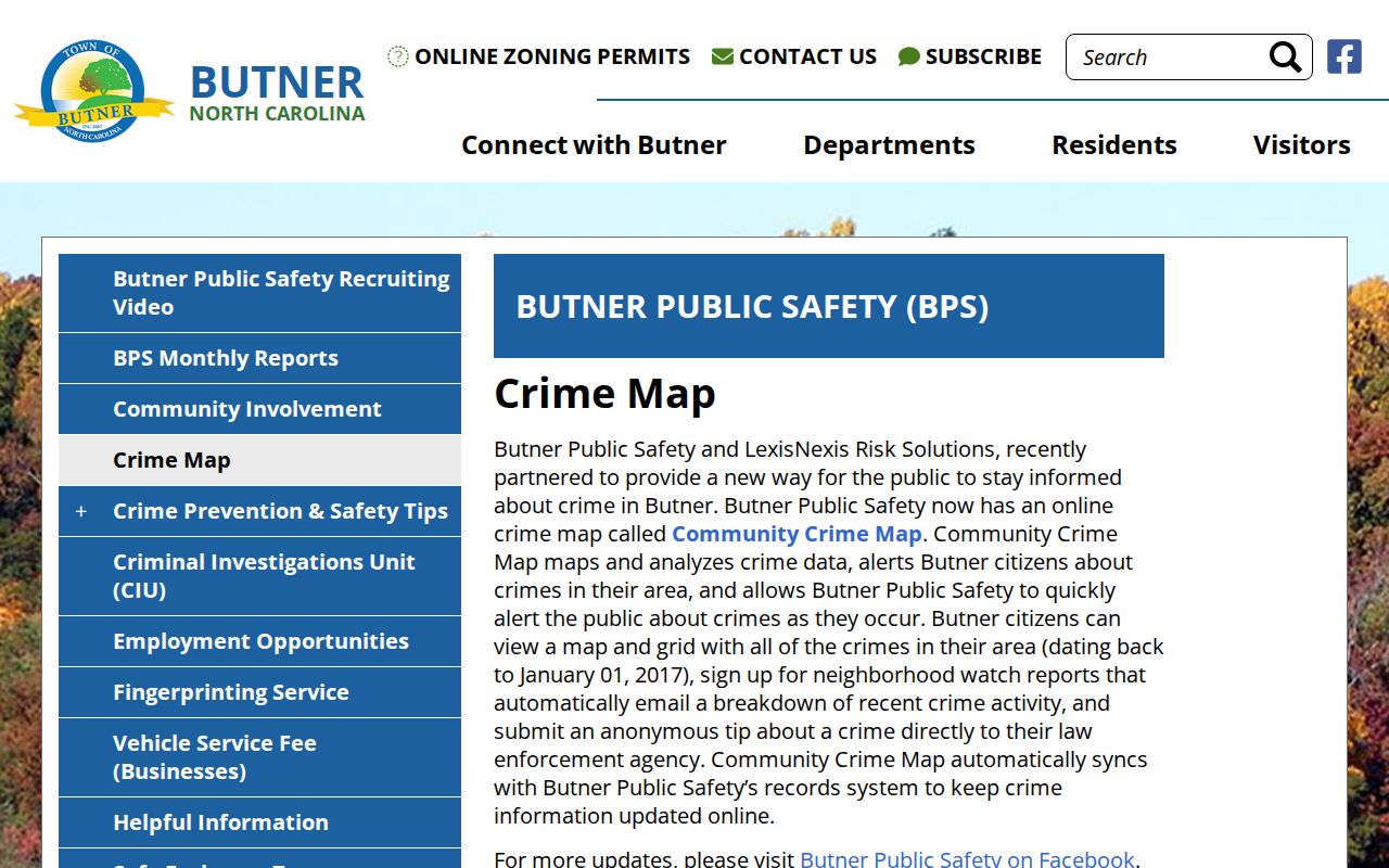 Granville County arrest history view of the Butner Public Safety Community Crime Map