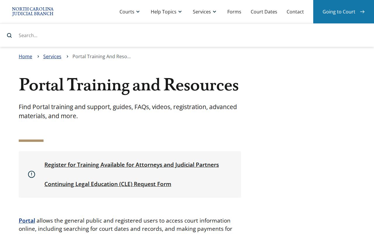 Granville County court case search syntax and Portal training